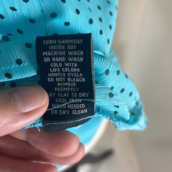 Zac & Rachel Blue with Black Polka Dot 2 Piece Blouse Set Size Small - Picture 7 of 9